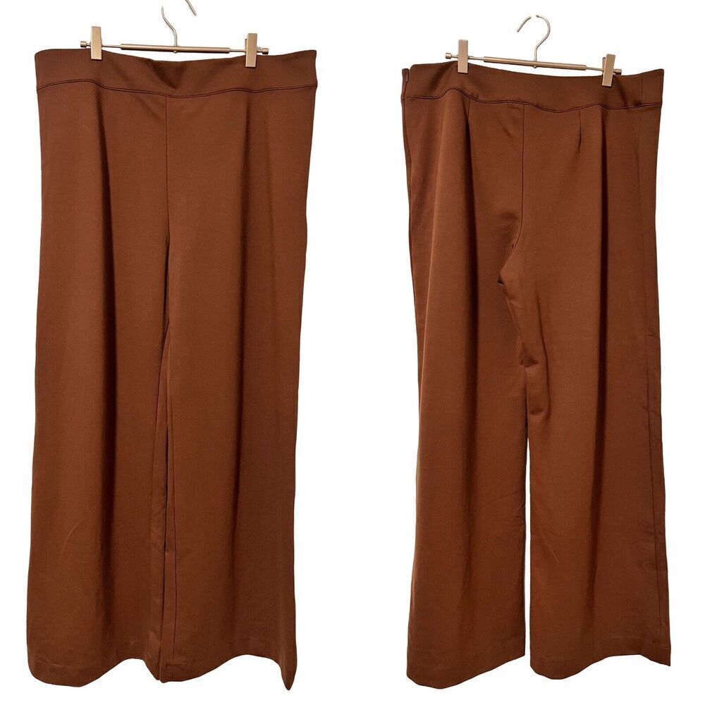 Chloe Kristyn Bridgette Wide Leg Ponte Pants Size 1X Copper‎ Brown Career Office
